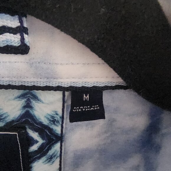 7 Diamonds Mens Salt Water Button Up Shirt Short Sleeve Woven Blue White Size M - Picture 7 of 10